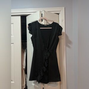 Elegant Black Wrap Skort Dress